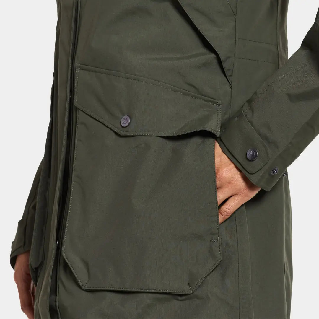 Dark green Didriksons Thelma Womens Parka 10, fully waterproof with multiple pockets