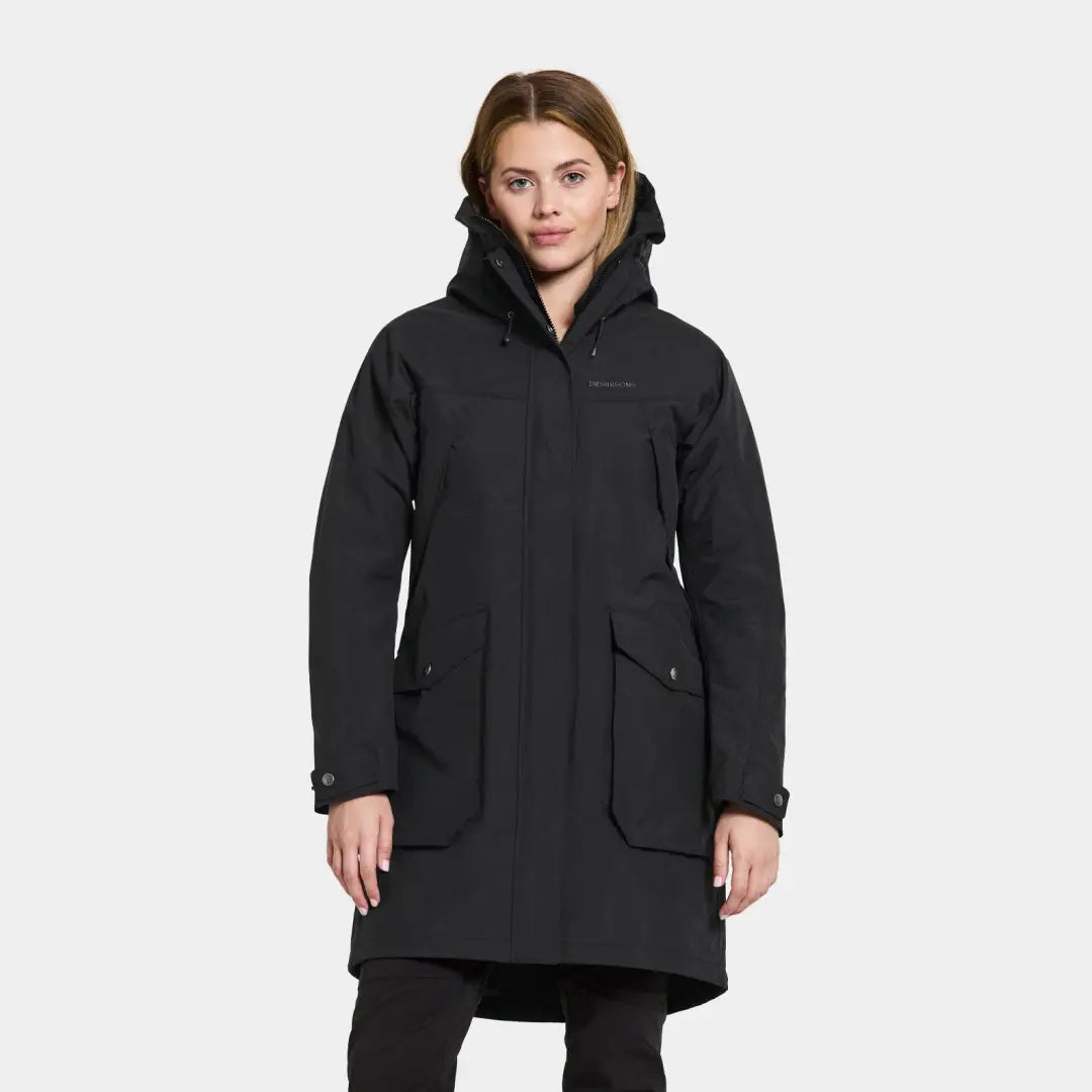 Black Didriksons Thelma Womens Parka 10, a fully waterproof, windproof winter coat