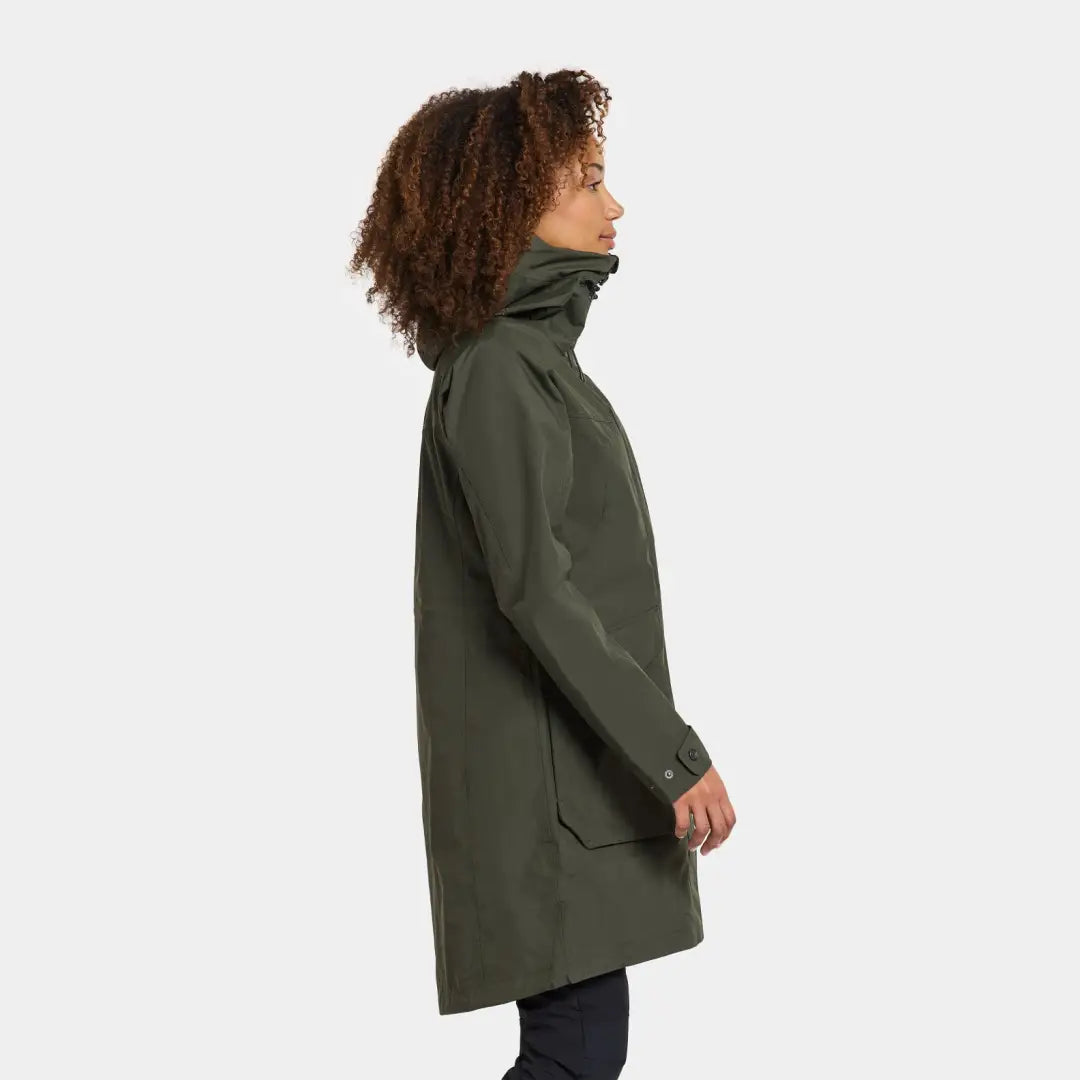 Dark green Didriksons Thelma Womens Parka, a fully waterproof windproof parka in woven nylon