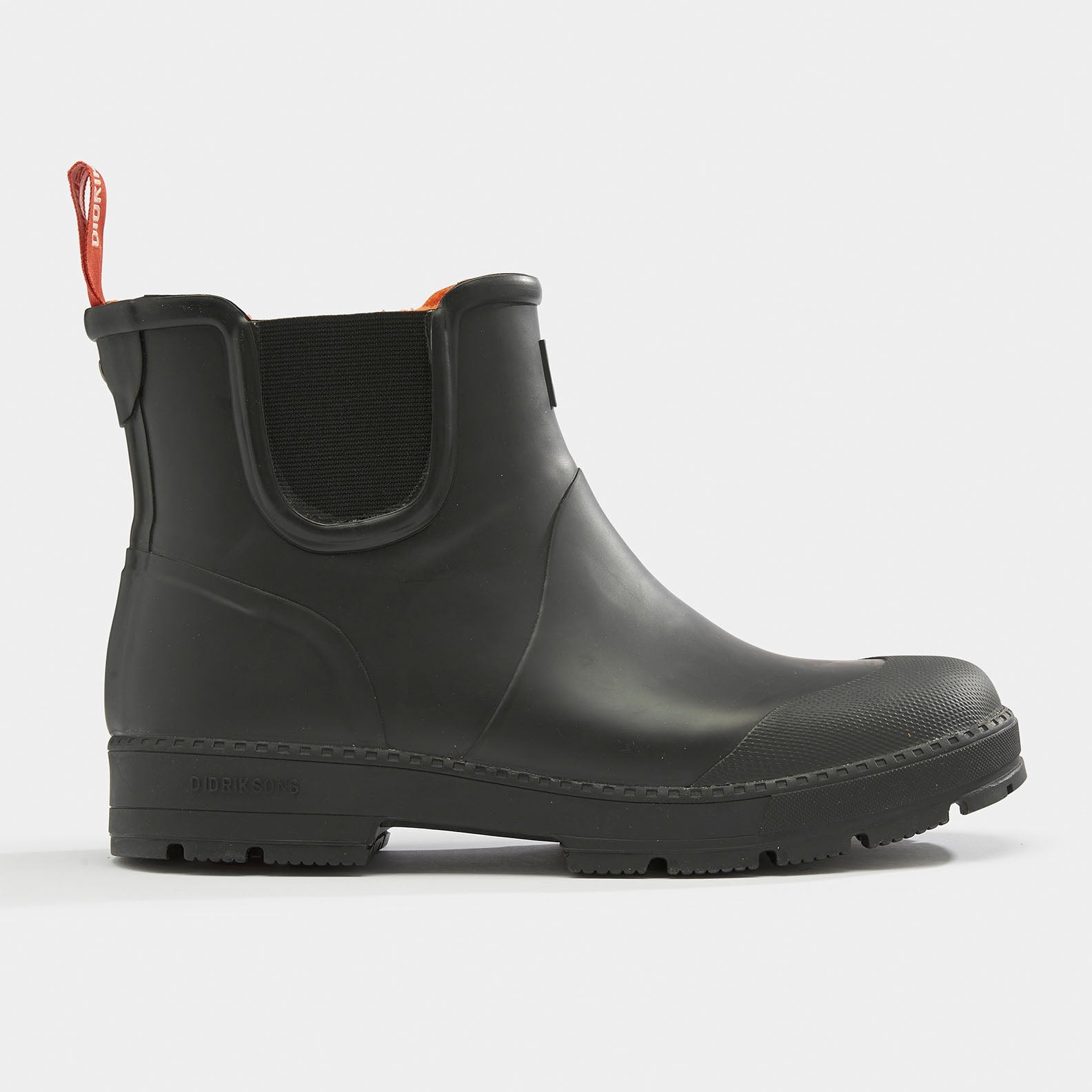 Black rubber Chelsea boot from Didriksons Vinga 2, perfect for country clothing and outdoors