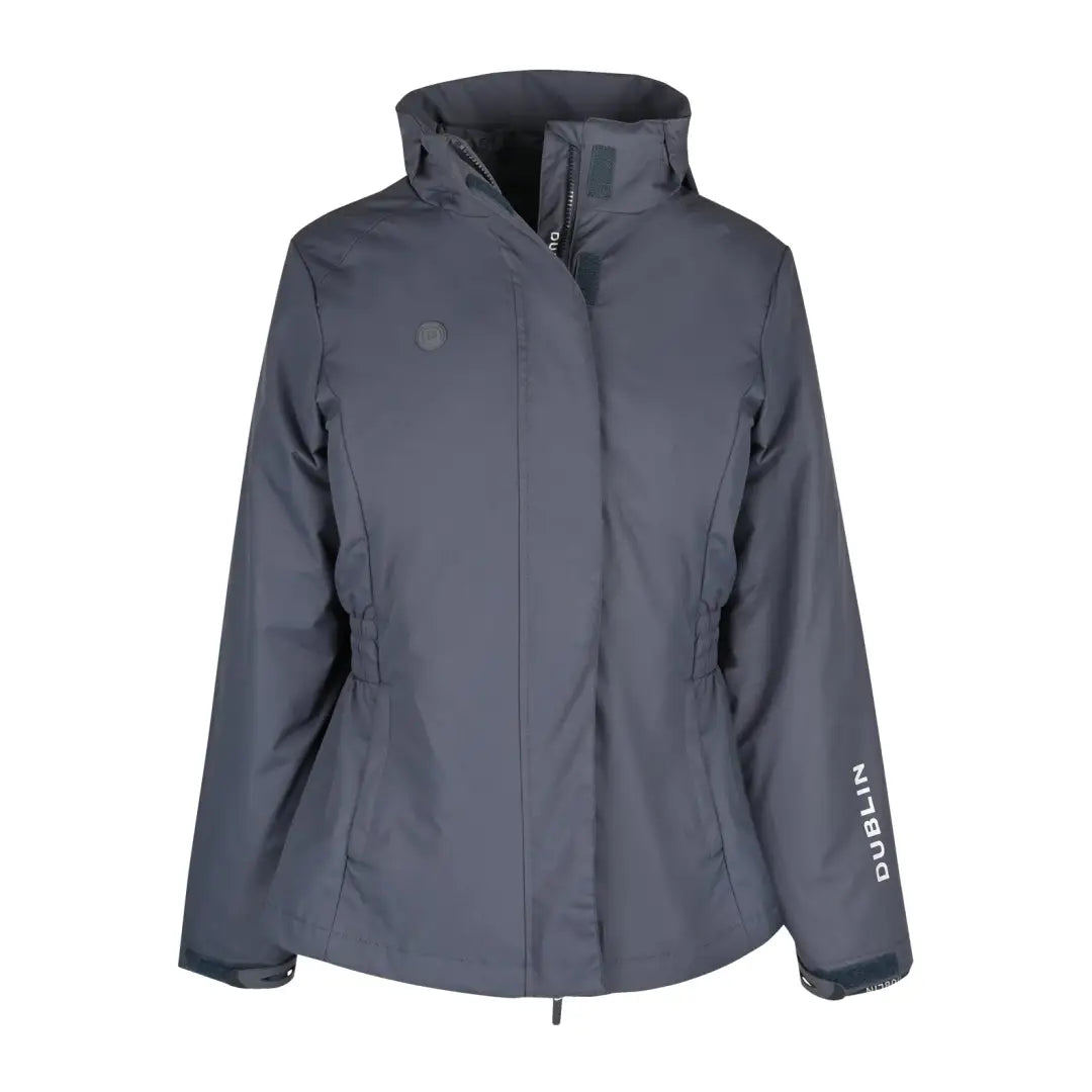 Gray Dublin Peyton Waterproof Jacket featuring a high collar and zippered front, perfect for year round use