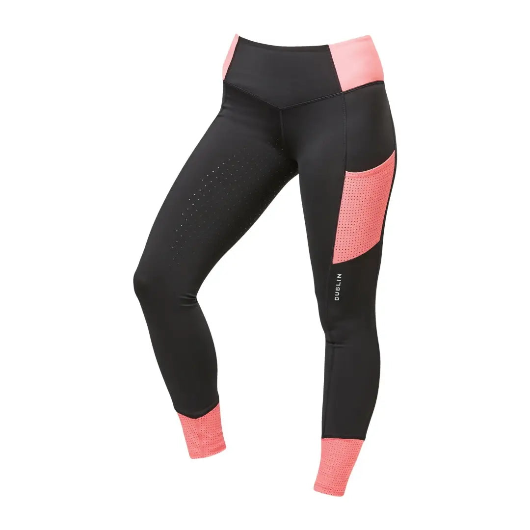 Athletic Dublin Power Performance Mid Rise Colour Block Tights in black and pink