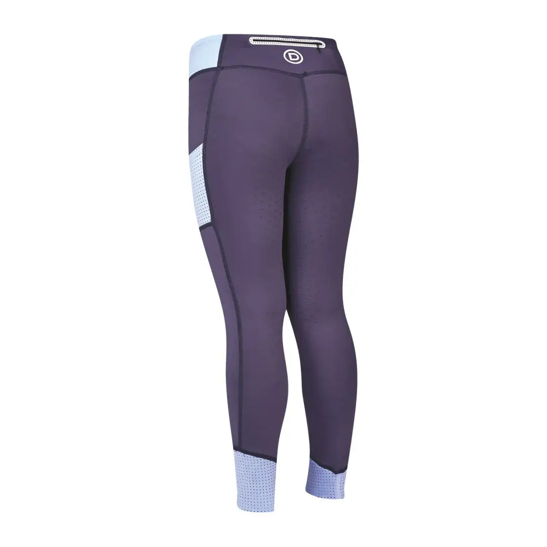 Purple Dublin Power Performance Mid Rise Color Block Tights with comfy white panels