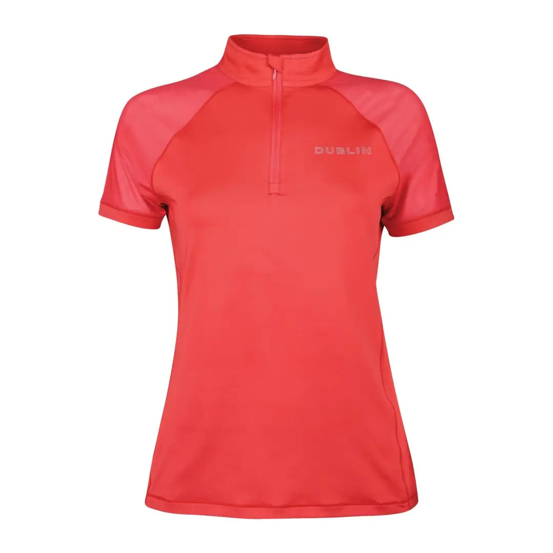 Red Dublin Sarah Short Sleeve Top with half-zip collar for sporty style