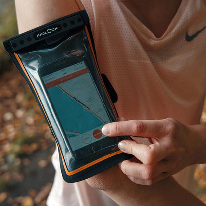 Arm-mounted waterproof phone case from Fidlock Dry Bag for active adventures