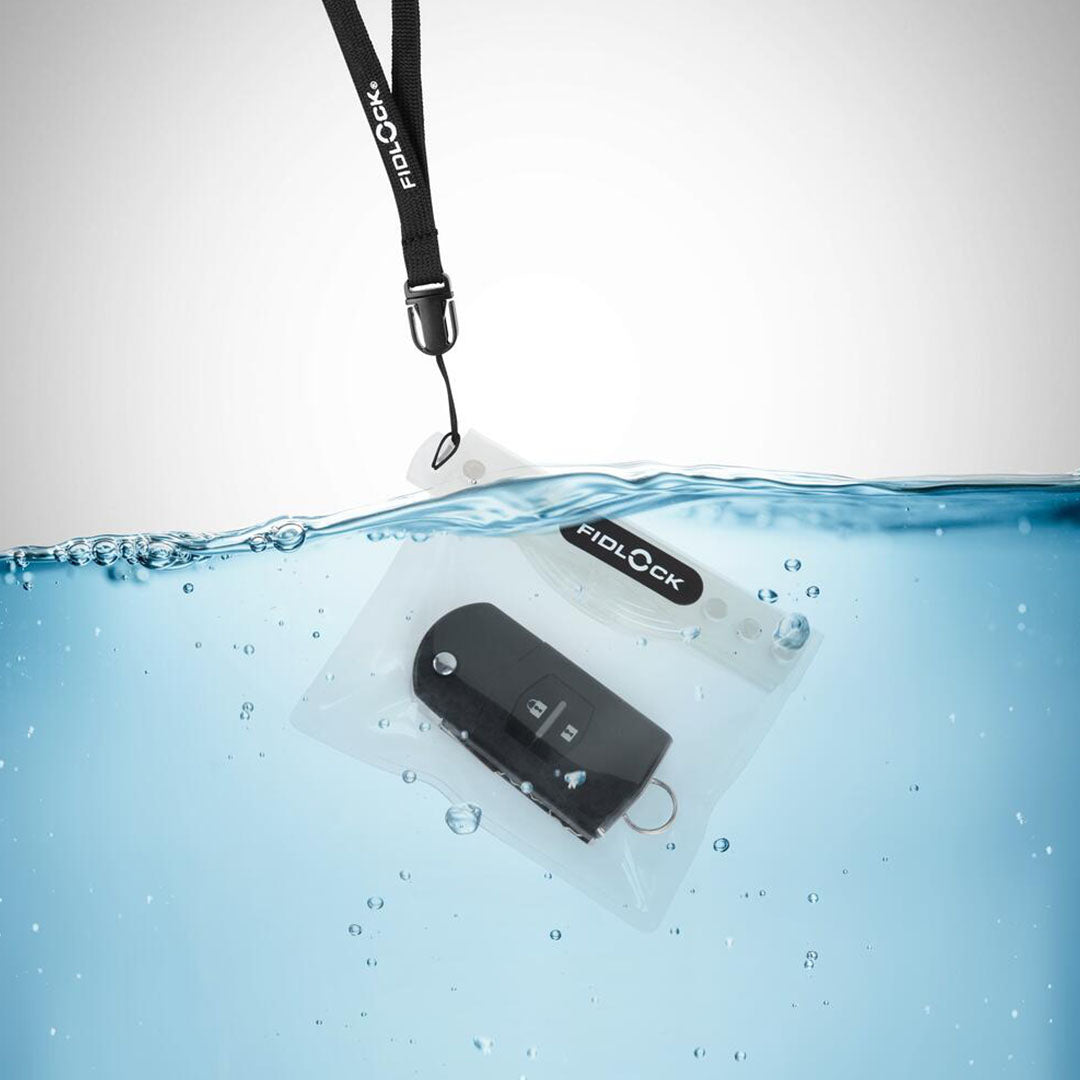 Waterproof key pouch in Fidlock Mini Dry Bag Transparent, perfect for outdoor adventures