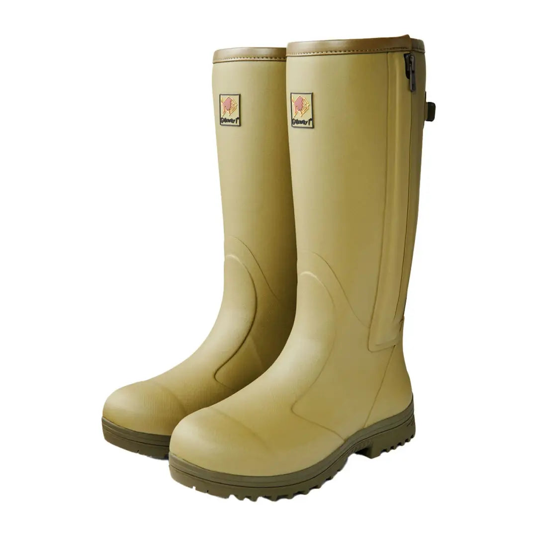 Tall pale yellow Zip Wellington Boots perfect for pheasant game outings