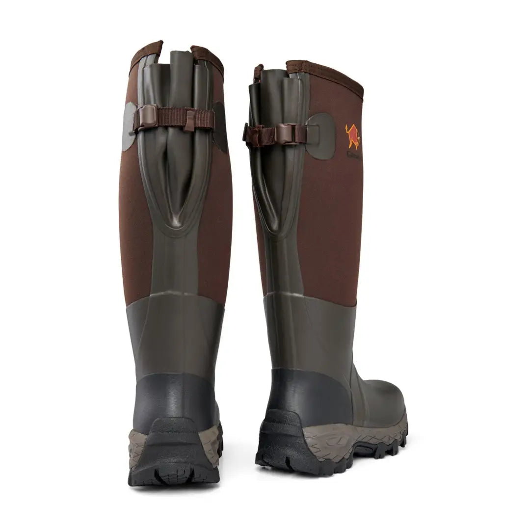 Tall brown and gray Gateway1 Woodwalker Lady 4mm Wellington Boots for rugged outdoor use