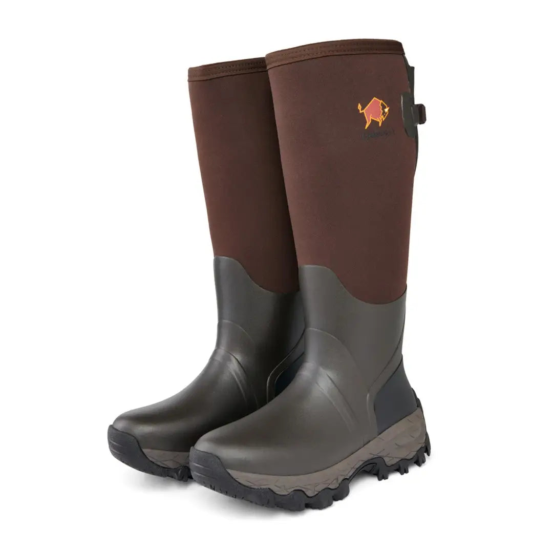 Brown and gray Gateway1 Woodwalker Lady 17 4mm Wellington Boots with orange logo