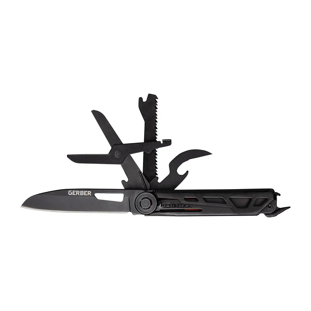 Multi-tool knife Geber Armbar Scout with easy access blades for country clothing adventures