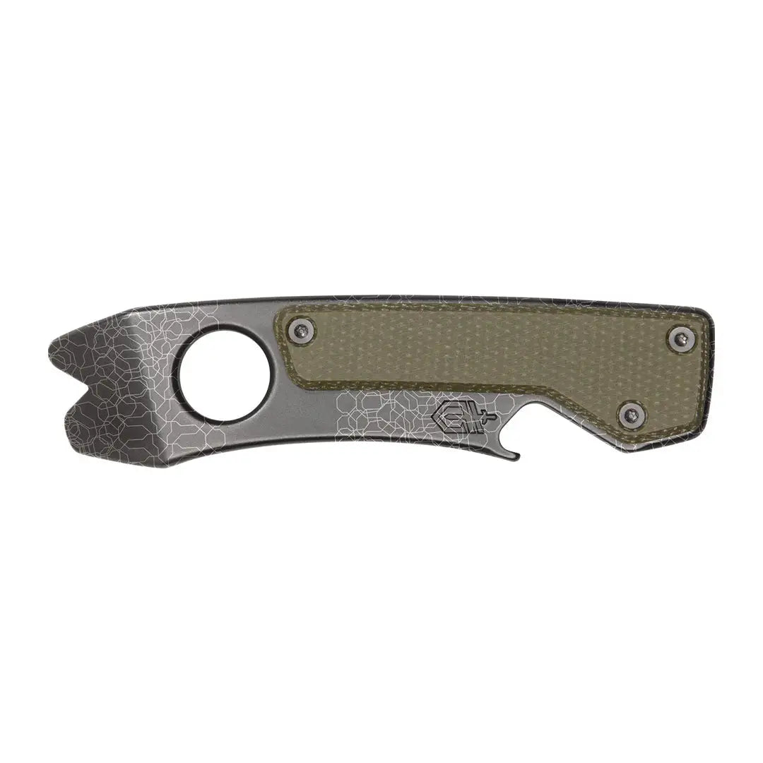 Compact Gerber Chonk folding knife with gray blade and olive green handle for country clothing