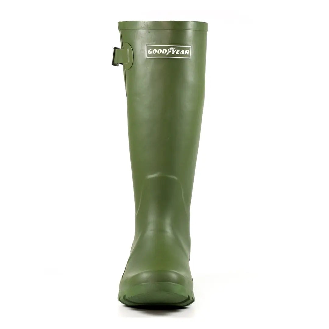 Green Goodyear Petersfield Rubber Wellingtons, perfect for rainy days and mud!