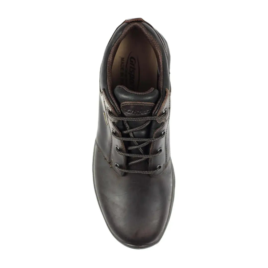 Black leather lace-up shoe with rounded toe, perfect for Grisport Exmoor Trekking adventures