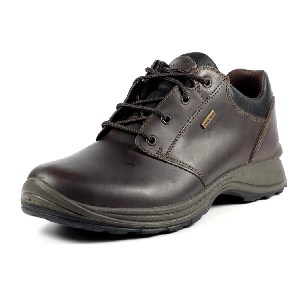 Dark brown leather lace-up Grisport Exmoor Trekking Shoe with thick rubber sole