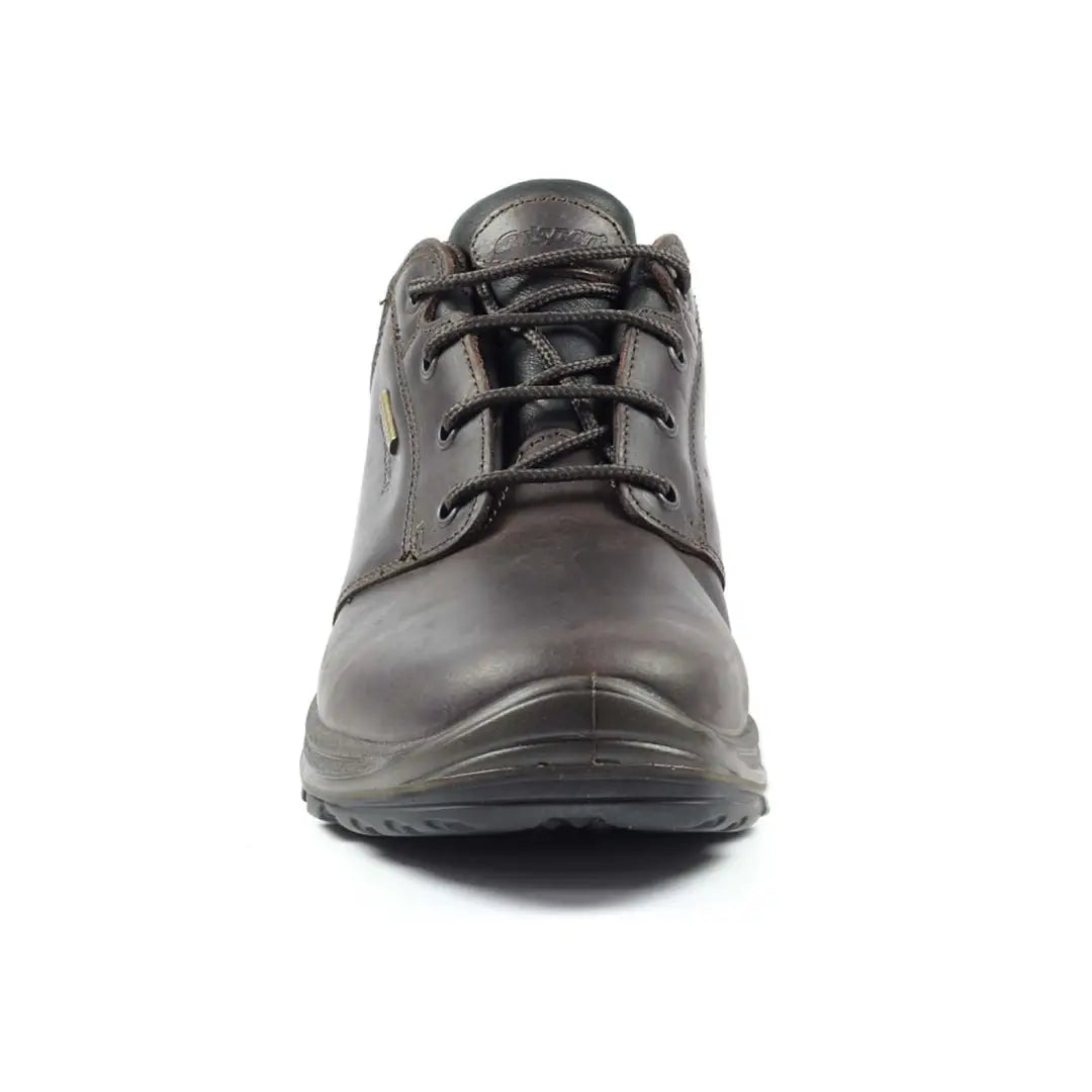 Black leather lace-up Grisport Exmoor Trekking Shoe with rounded toe and thick sole