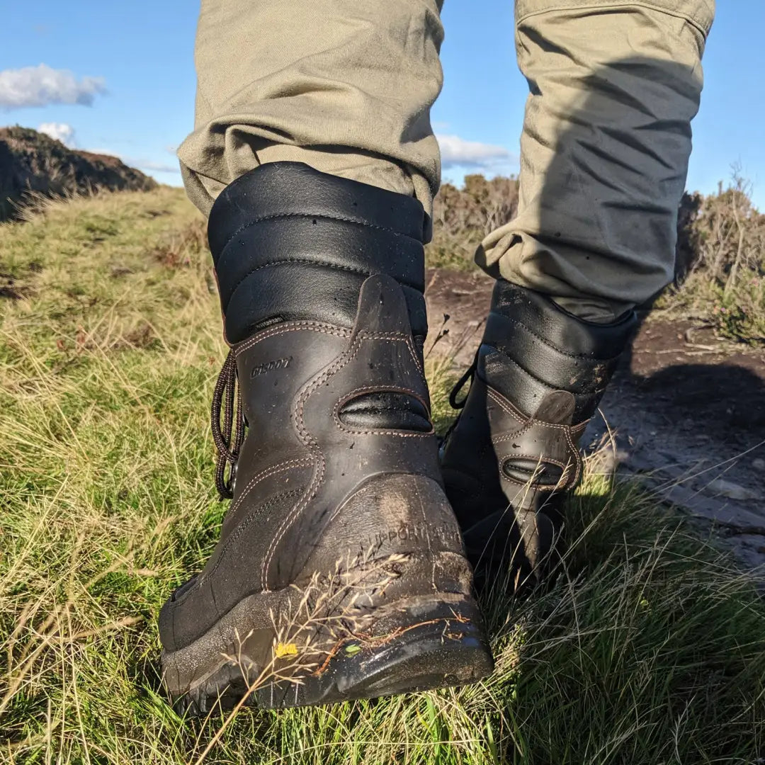 Rugged Grisport Gamekeeper Sporting Boots on grassy terrain, perfect for country pursuits