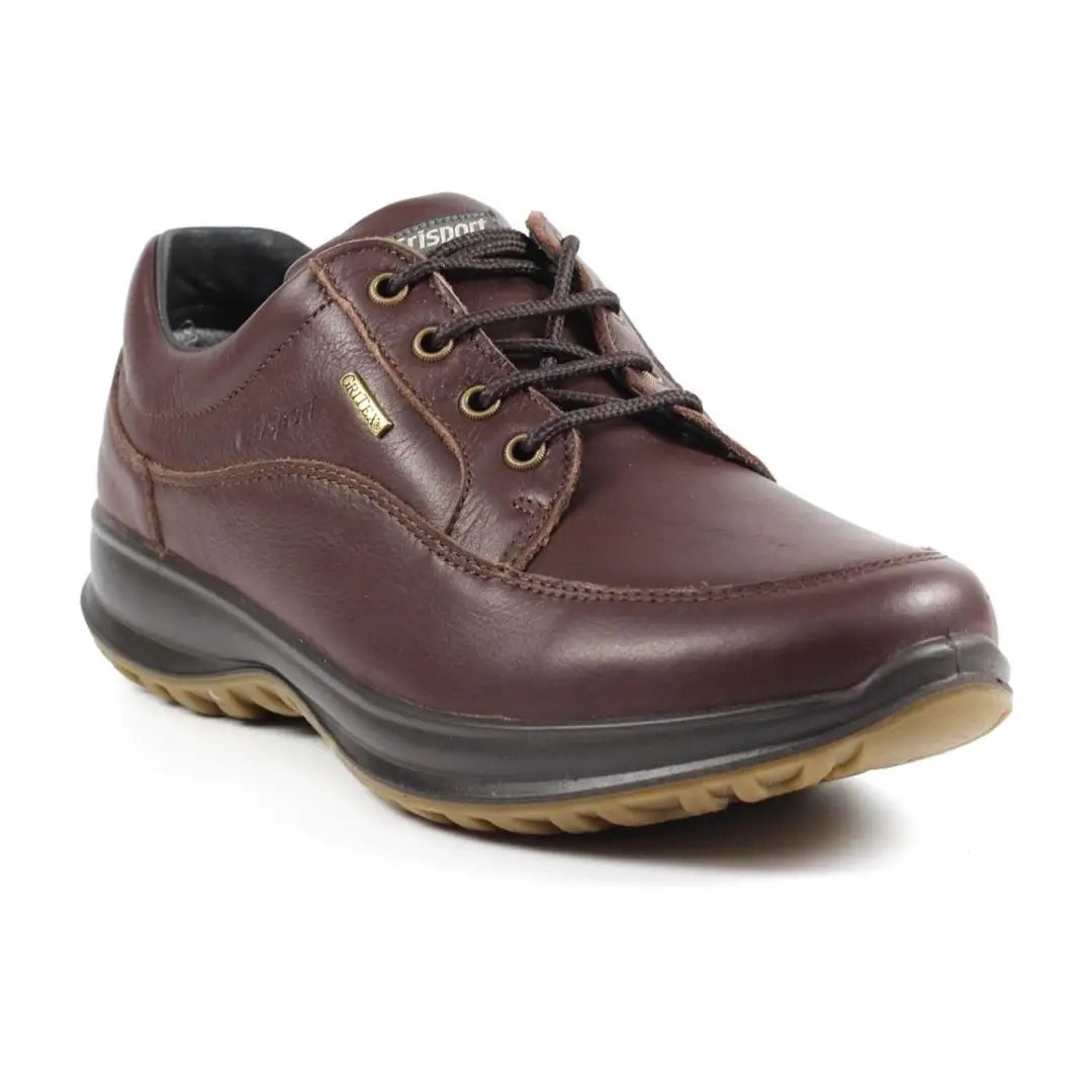 Brown leather lace-up Grisport Livingston Active Shoe with a thick rubber sole