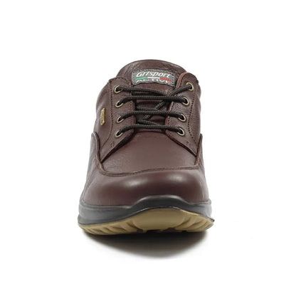 Brown leather lace-up Grisport Livingston Active Shoe with a thick sole for comfort