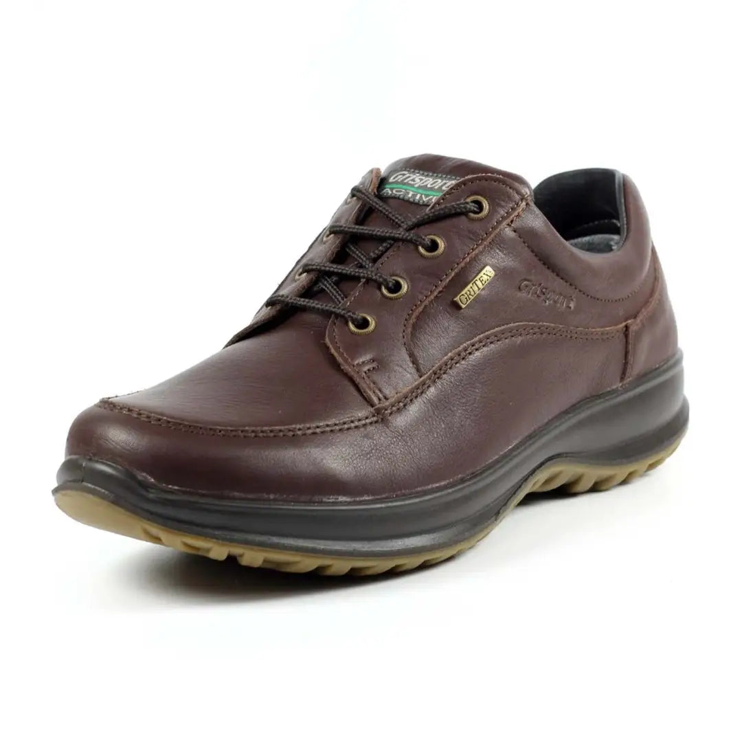 Brown leather Grisport Livingston Active Shoe with laces and thick rubber sole