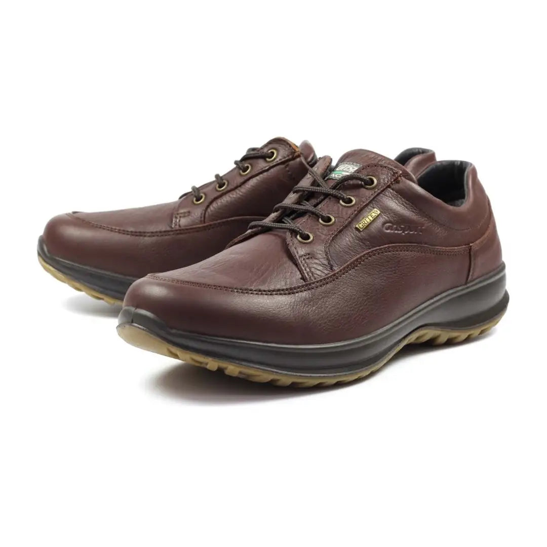 Brown leather lace-up Grisport Livingston Active Shoe with thick soles for comfy style