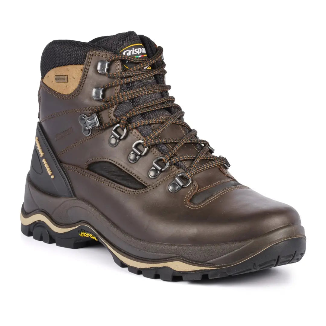 Brown leather Grisport Quatro Hiking Boots with rugged sole for best selling backpacking