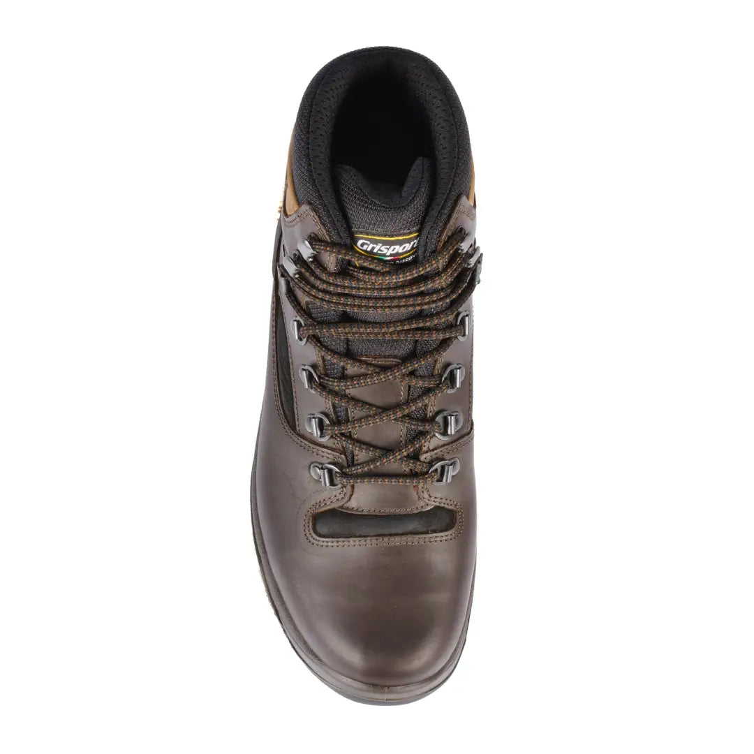 Brown leather Grisport Quatro Hiking Boots with black trim, perfect for backpacking walking