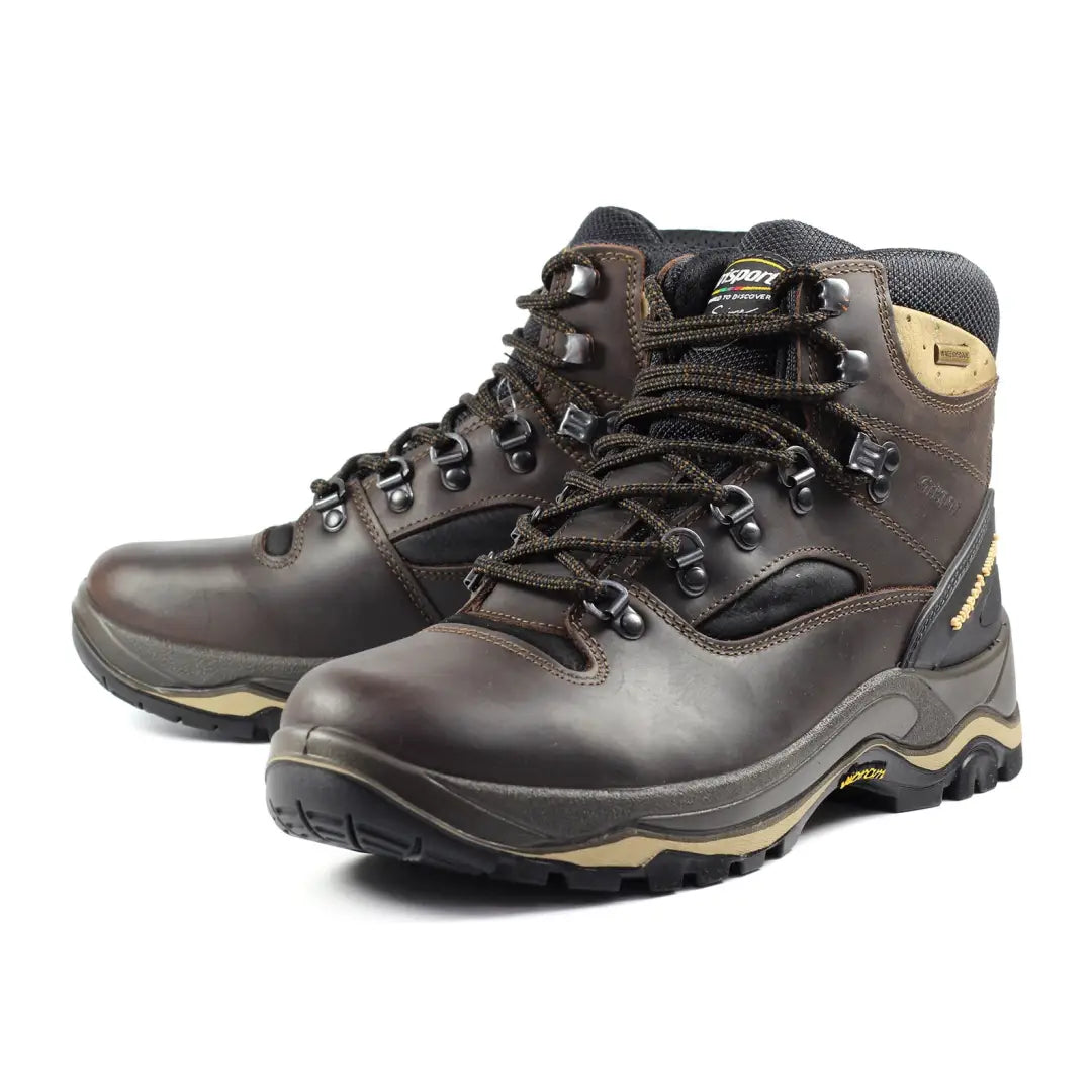 Dark brown leather Grisport Quatro Hiking Boots, perfect for selling backpacking walking adventures