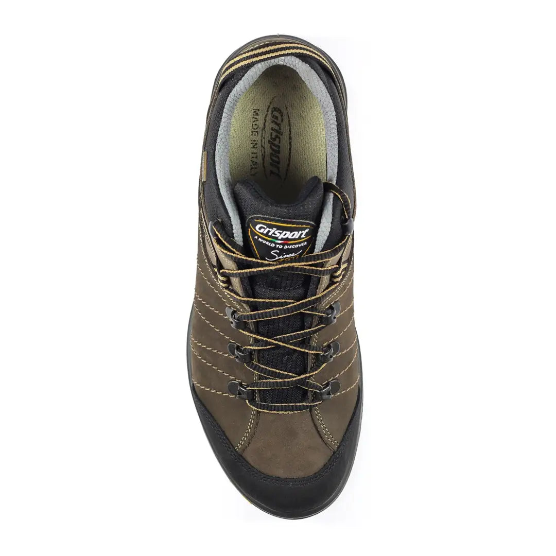 Olive green and black Grisport Rogue Trekking Shoes with anti shock polyurethane laces