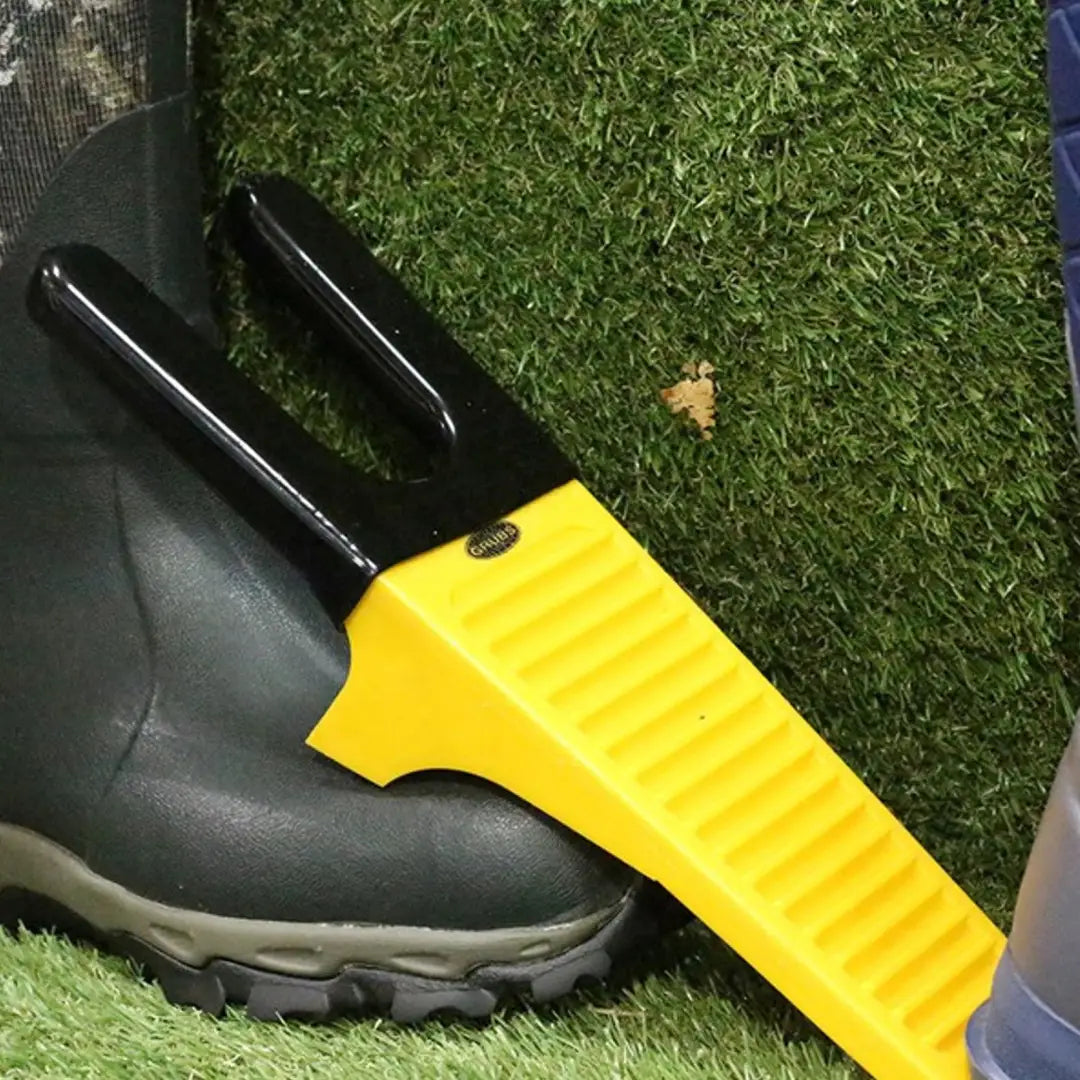 Yellow Grubs Boot Jack for easily removing footwear after a long day outdoors