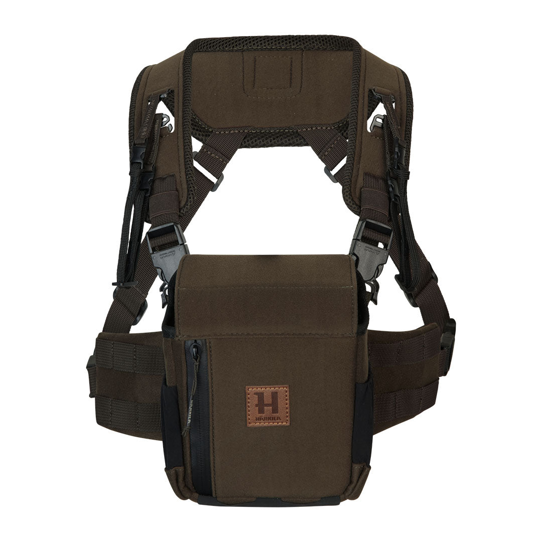 Brown Harkila Bino Harness, perfect bino harness for hunting and country clothing adventures