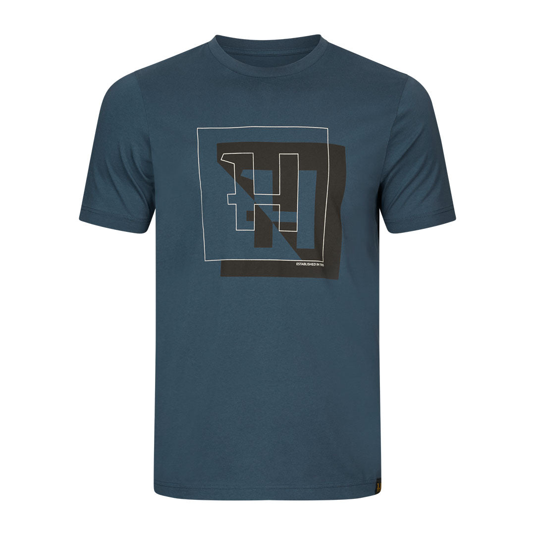 Blue Harkila H-logo Short Sleeve T-Shirt, perfect for country clothing and hunting vibes