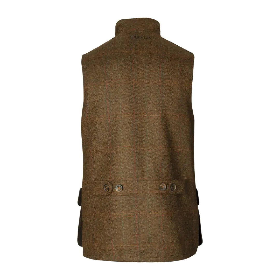 Brown sleeveless Härkila Kenmore Waistcoat with buttons and pockets, perfect for style