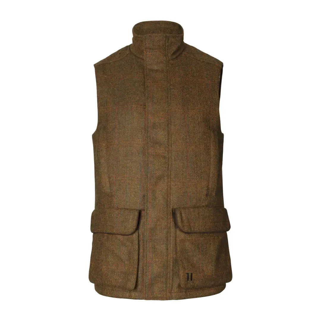 Brown sleeveless Härkila Kenmore Waistcoat with pockets and press button closure