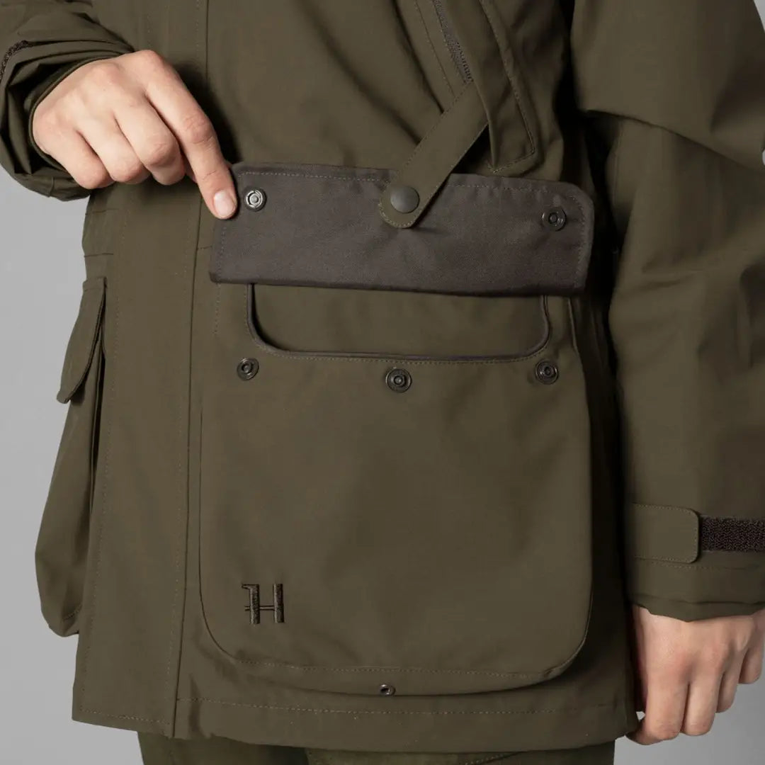 Olive green Harkila Ladies Orton Tech HWS Jacket with pockets and buttons