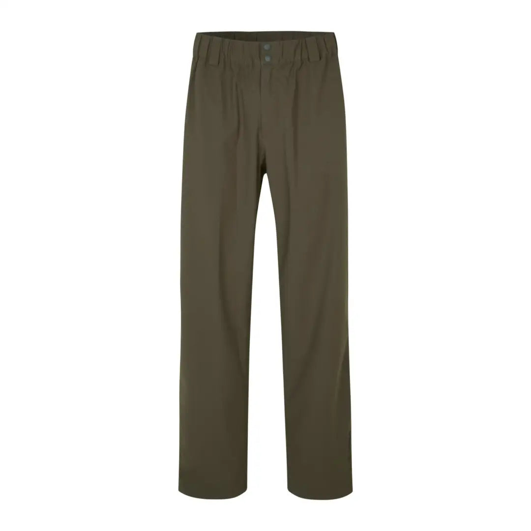 Olive green Harkila Orton Overtrousers with elastic waistband for casual comfort