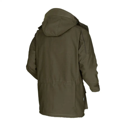 Olive green Harkila Pro Hunter Endure Jacket with pockets and zipper closure