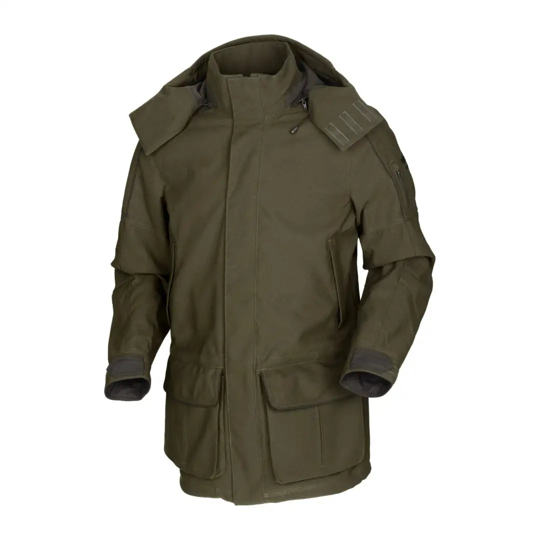 Olive green Pro Hunter Endure Jacket with pockets and collar for ultimate outdoor style