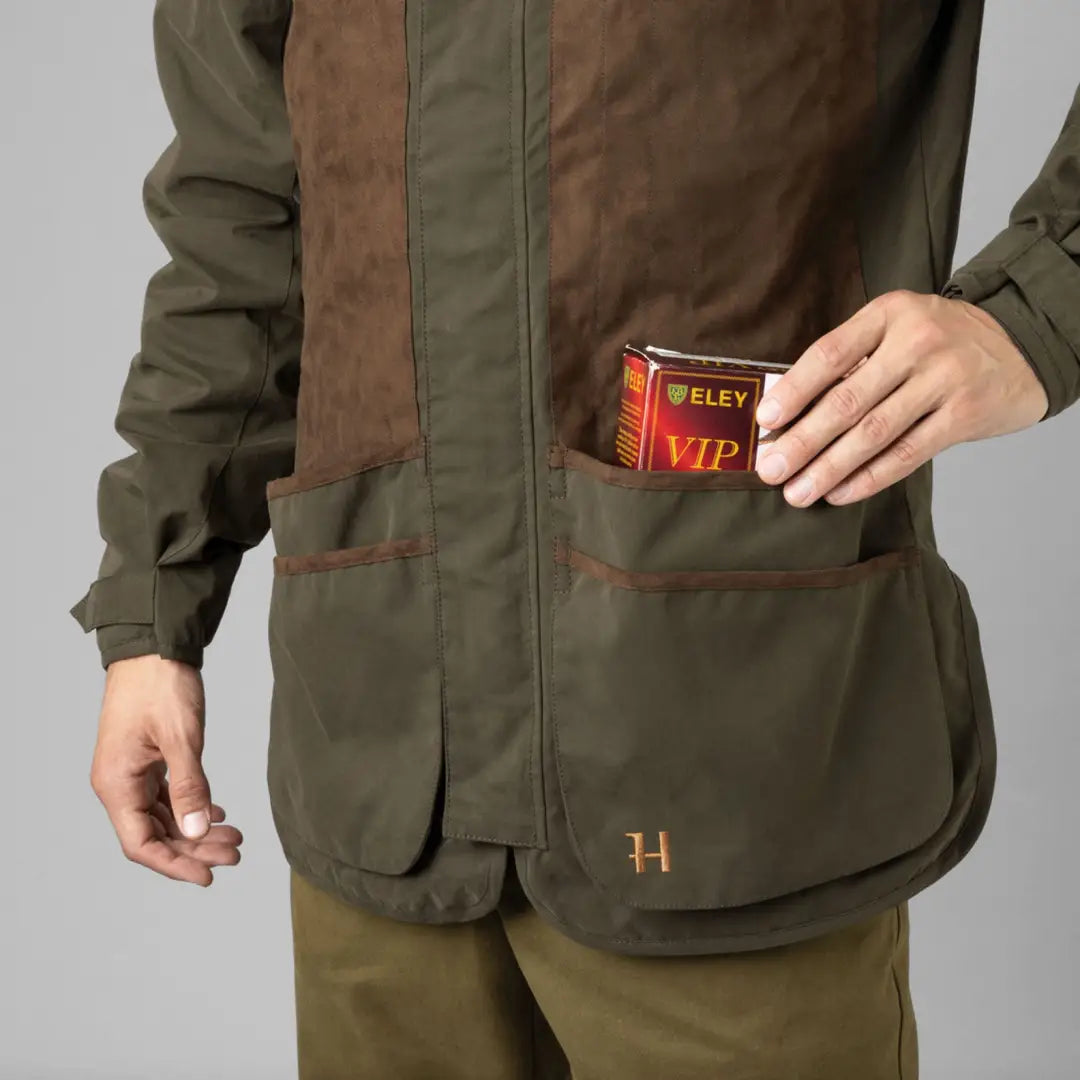 Harkila Rannoch HWS Shooting Jacket with pockets and shotgun shells for easy access