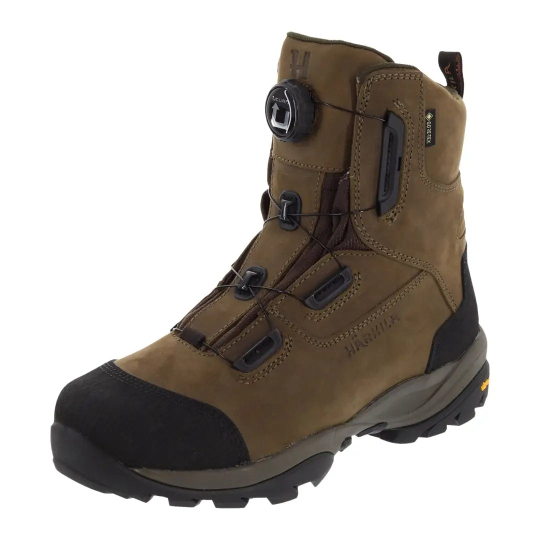 Rugged brown Harkila Reidmar Mid 2.0 GTX Boots with user-friendly Uturn lacing