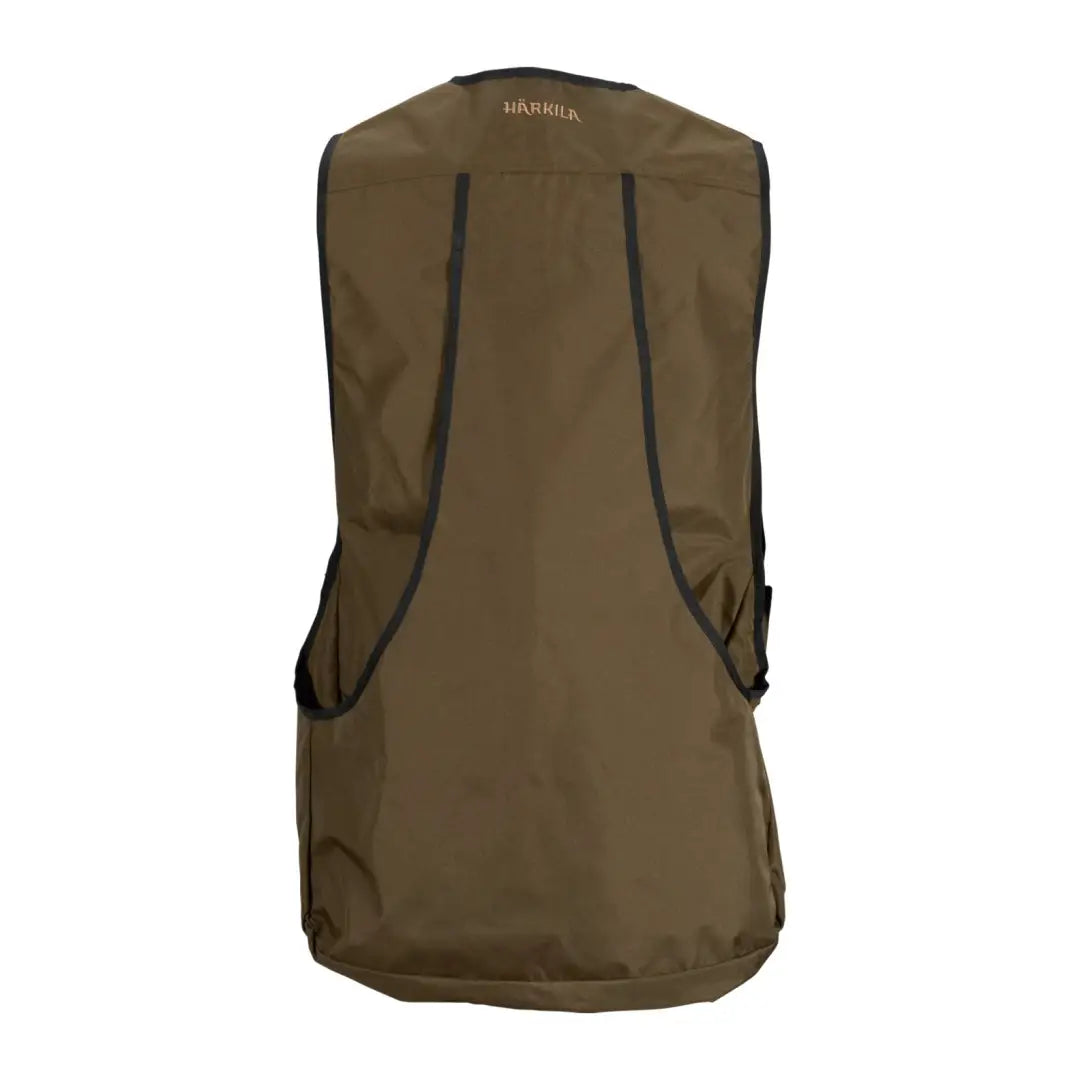 Olive green Harkila Retrieve Dummy Waistcoat with black trim and straps for outdoor use