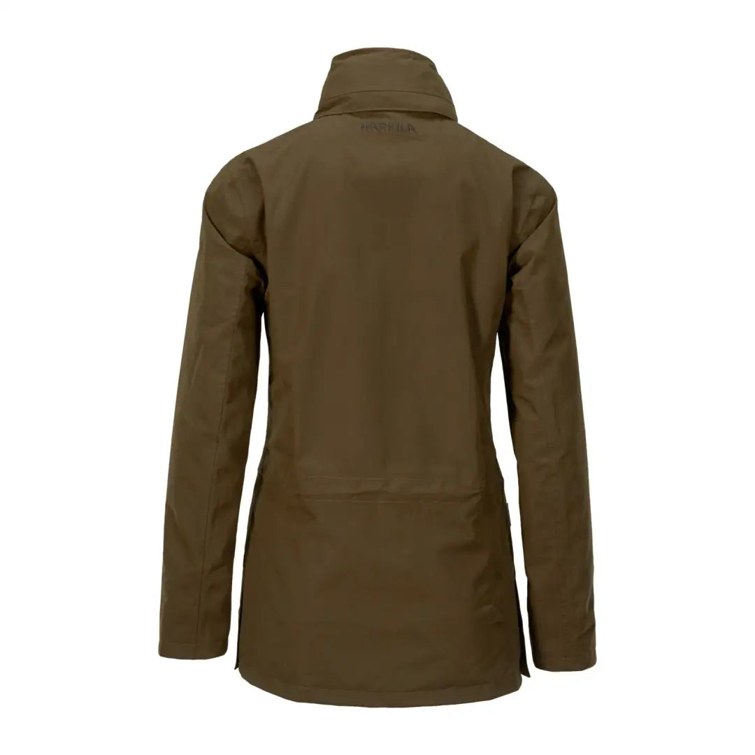 Olive green Harkila Retrieve Lady Jacket with high collar and long sleeves