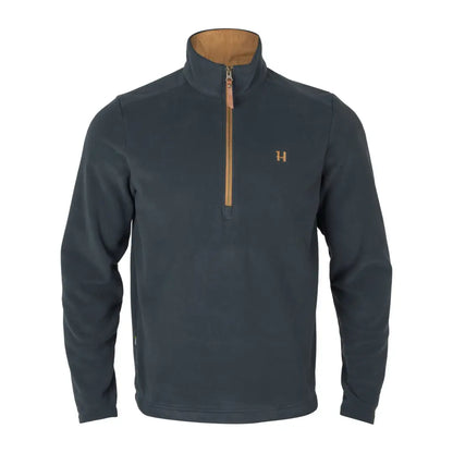 Dark gray Harkila Sandhem pullover with tan collar, perfect for country clothing and hunting