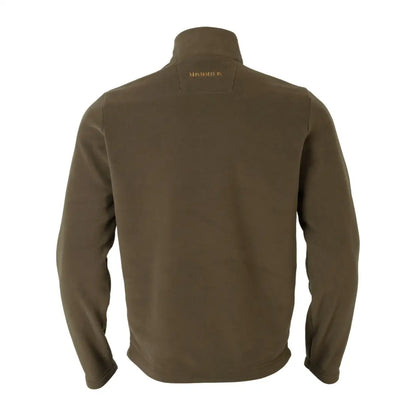 Olive green fleece pullover with high collar, perfect for country clothing and hunting