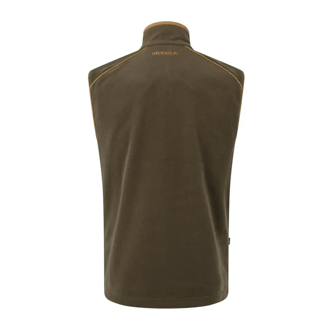 Olive green sleeveless fleece vest with high collar for country clothing from Harkila Sandhem