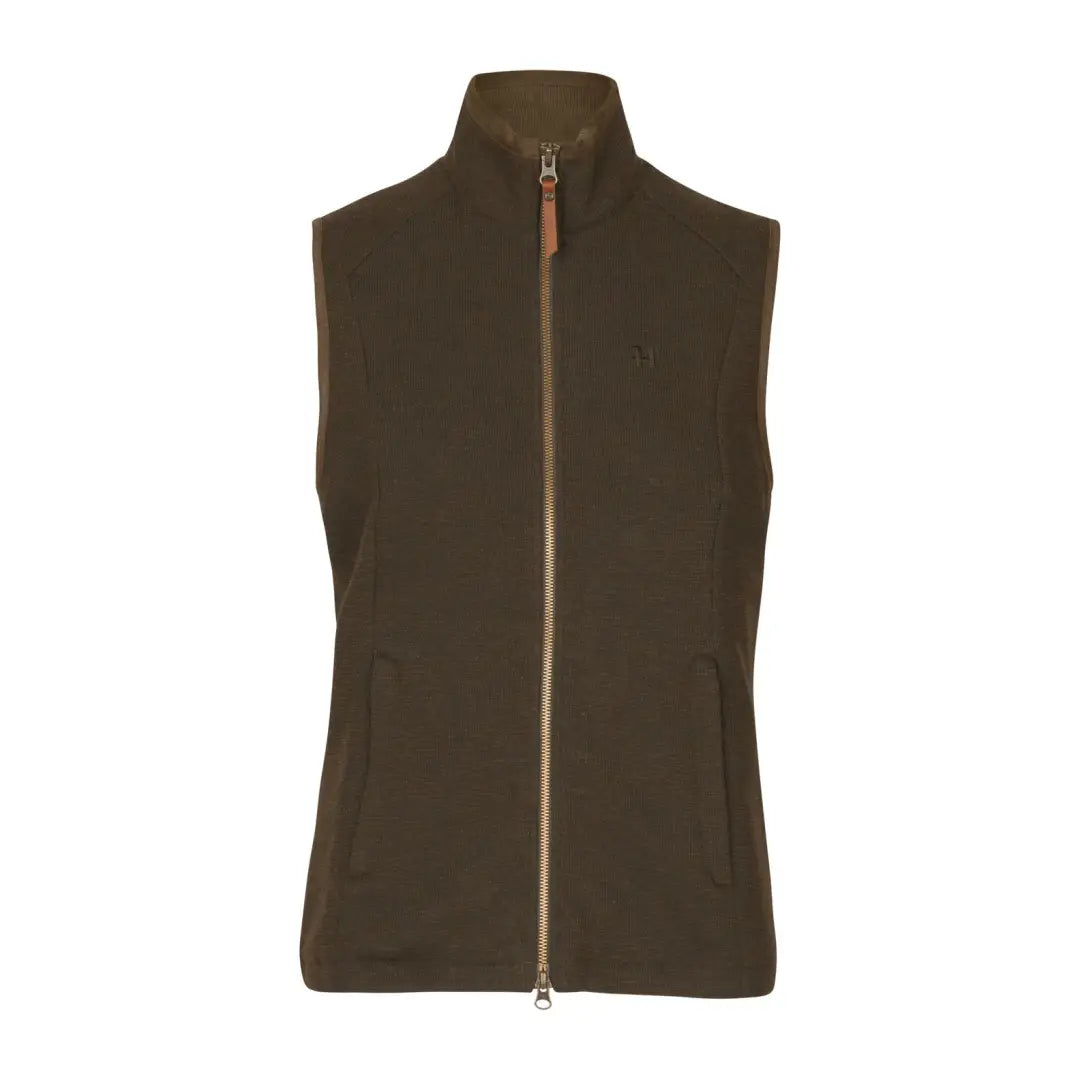 Dark green Harkila Sandhem Pro waistcoat with full-length zipper in traditional fleece fabric