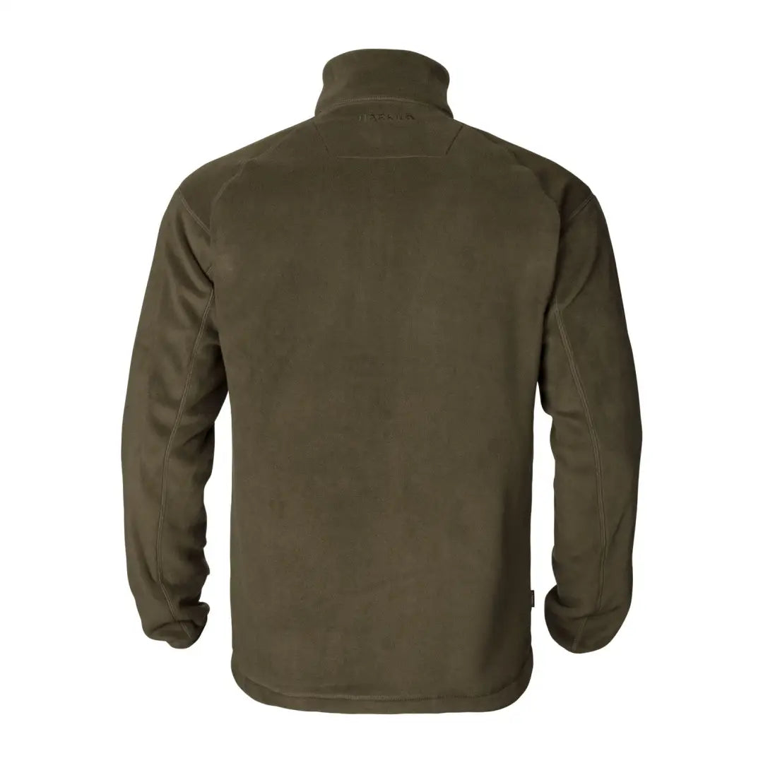 Olive green Harkila Venjan fleece jacket with high collar and full-length zipper