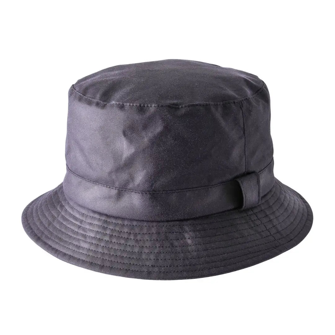 Gray cotton bucket hat with a simple band, made from timeless wax cotton