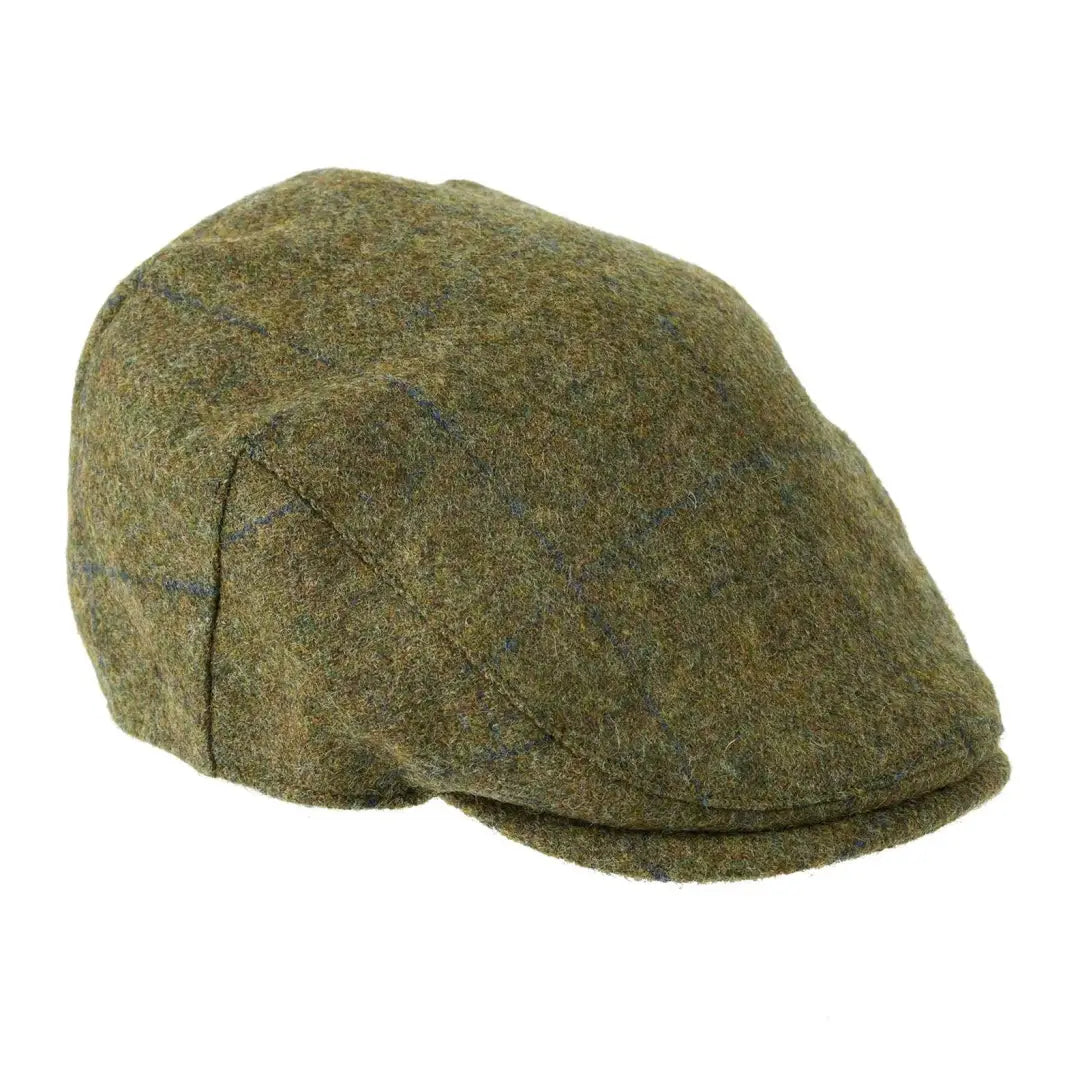 Olive green tweed flat cap with colorful flecks from Heather Kinloch Waterproof collection