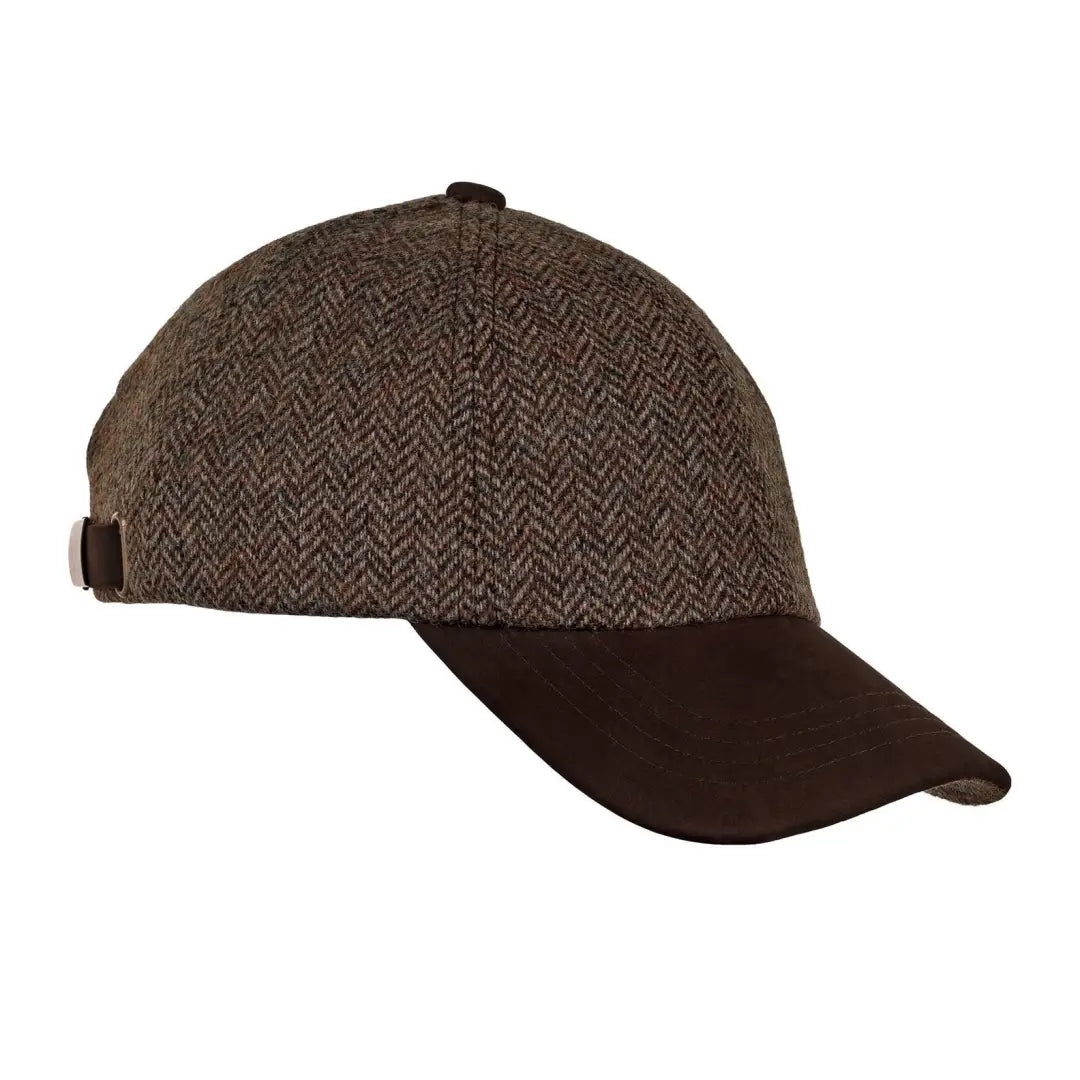 Brown Heather Sutton Tweed Baseball Cap with a dark brown brim for stylish flair