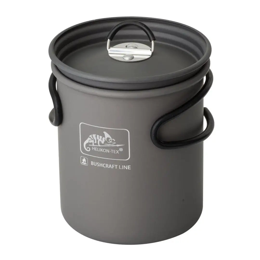 Gray Helikon-Tex Camp Cup with lid and handle, perfect for country clothing and hunting